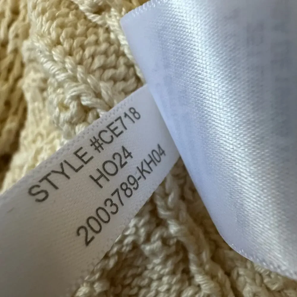J.CREW Sweater Cream Crew Neck Pullover Cotton Cable Knit Fisherman